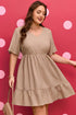 Textured Western Ruffled Short Sleeve A Line Mini Dress
