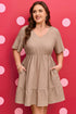 Textured Western Ruffled Short Sleeve A Line Mini Dress