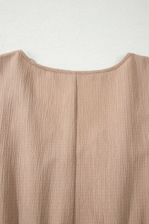 Textured Western Ruffled Short Sleeve A Line Mini Dress