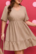 Textured Western Ruffled Short Sleeve A Line Mini Dress