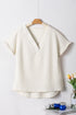 Textured Wide Sleeve Relaxed Fit V Neck Top
