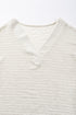 Textured Wide Sleeve Relaxed Fit V Neck Top