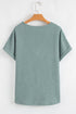 Textured Wide Sleeve Relaxed Fit V Neck Top