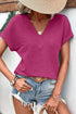 Textured Wide Sleeve Relaxed Fit V Neck Top