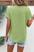Textured Wide Sleeve Relaxed Fit V Neck Top