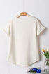Textured Wide Sleeve Relaxed Fit V Neck Top