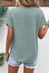 Textured Wide Sleeve Relaxed Fit V Neck Top