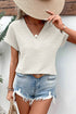Textured Wide Sleeve Relaxed Fit V Neck Top