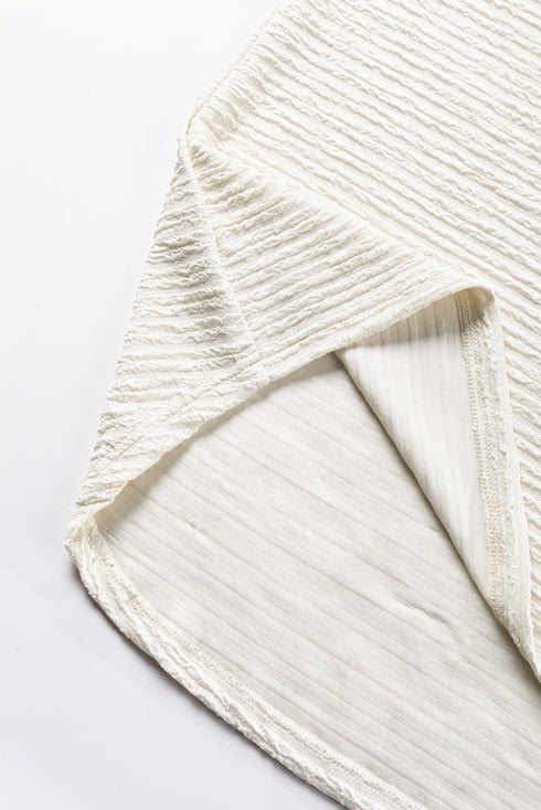 Textured Wide Sleeve Relaxed Fit V Neck Top