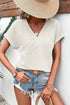 Textured Wide Sleeve Relaxed Fit V Neck Top