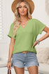 Textured Wide Sleeve Relaxed Fit V Neck Top