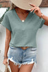 Textured Wide Sleeve Relaxed Fit V Neck Top