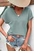 Textured Wide Sleeve Relaxed Fit V Neck Top