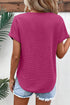 Textured Wide Sleeve Relaxed Fit V Neck Top