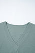 Textured Wide Sleeve Relaxed Fit V Neck Top