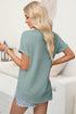 Textured Wide Sleeve Relaxed Fit V Neck Top