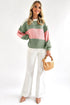 Textured Wide Stripe Crew Neck Pullover Sweater