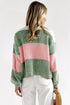 Textured Wide Stripe Crew Neck Pullover Sweater