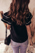 Textured Woven Blouse With Tiered Ruffle Sleeves