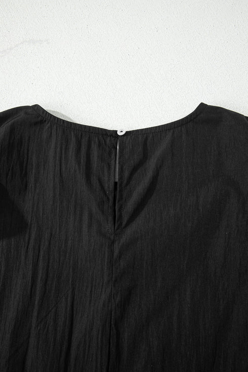 Textured Woven Blouse With Tiered Ruffle Sleeves