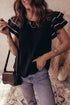 Textured Woven Blouse With Tiered Ruffle Sleeves