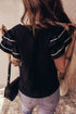 Textured Woven Blouse With Tiered Ruffle Sleeves