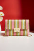 Textured Woven Stripe Chain Strap Shoulder Bag