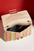 Textured Woven Stripe Chain Strap Shoulder Bag