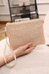 Textured Woven Zipper Closure Square Wristlet Handbag