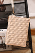 Textured Woven Zipper Closure Square Wristlet Handbag