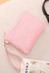 Textured Woven Zipper Closure Square Wristlet Handbag