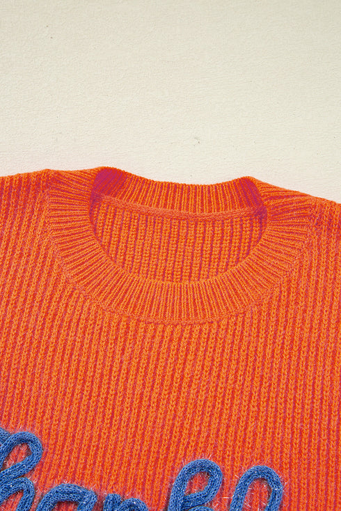 Thankful For My Queens Graphic Ribbed Knit Sweater