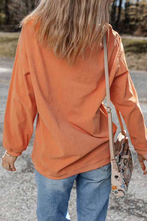 Thankful Graphic Corded Crew Neck Pullover Sweatshirt