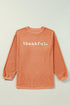 Thankful Graphic Corded Crew Neck Pullover Sweatshirt