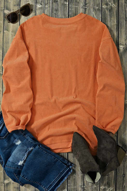 Thankful Graphic Corded Crew Neck Pullover Sweatshirt