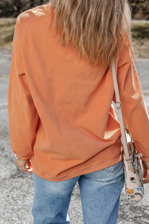 Thankful Graphic Corded Crew Neck Pullover Sweatshirt
