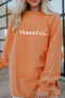 Thankful Graphic Corded Crew Neck Pullover Sweatshirt