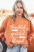Thankful Grateful Blessed Corduroy Graphic Pullover Top
