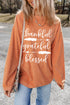 Thankful Grateful Blessed Corduroy Graphic Pullover Top