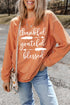 Thankful Grateful Blessed Corduroy Graphic Pullover Top