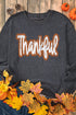 Thankful Printed Drop Shoulder Corded Thanksgiving Sweatshirt