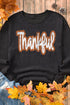 Thankful Printed Drop Shoulder Corded Thanksgiving Sweatshirt