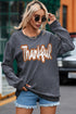 Thankful Printed Drop Shoulder Corded Thanksgiving Sweatshirt