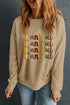 Thankful Repeat Graphic Drop Shoulder Crewneck Rib Trim Sweatshirt