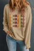Thankful Repeat Graphic Drop Shoulder Crewneck Rib Trim Sweatshirt