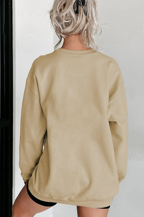 Thankful Script Graphic Crew Neck Pullover Sweatshirt