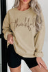 Thankful Script Graphic Crew Neck Pullover Sweatshirt