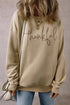 Thankful Script Graphic Crew Neck Pullover Sweatshirt