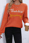 Thanks Giving Letter Graphic Crew Neck Sweater