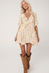 The Boho Floral Tassel Tie V Neck Ruffle Wide Sleeve Mini Dress